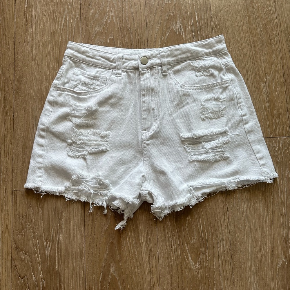 White Shein denim shorts